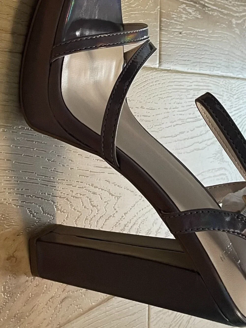 Halston Heritage Sardinia Pewter Metallic Platform Sandal Heel Size 8